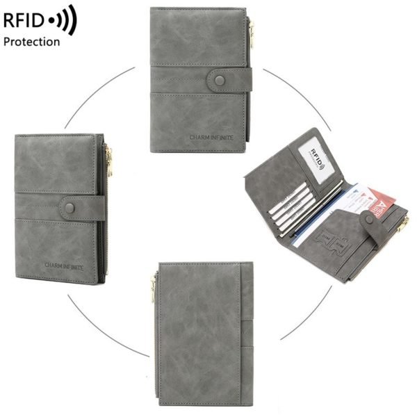 Multicolor PU Waterproof RFID Passport ID Holder Wallet with Zipper - 图片 4