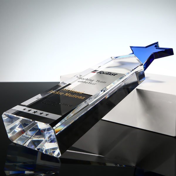 Clear Crystal Acrylic Trophy Paperweight Decoration with Blue Stars - 图片 4
