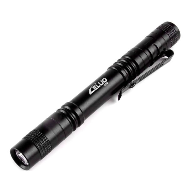 Black Portable Cylindrical Aluminum Penlight with Pen Clip - 图片 4