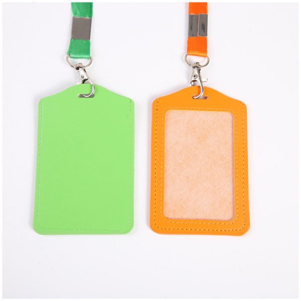 PU Leather ID Badge Card Holder With Lanyard - 图片 4