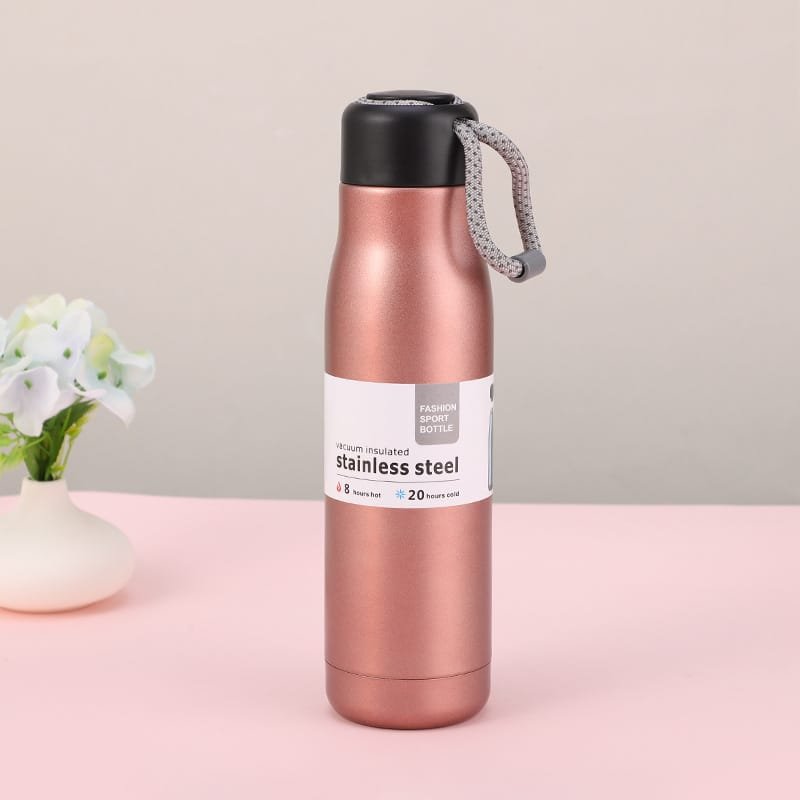 Outdoor Sports Cup Portable Stainless Steel Water Bottle with Lanyard - 图片 4