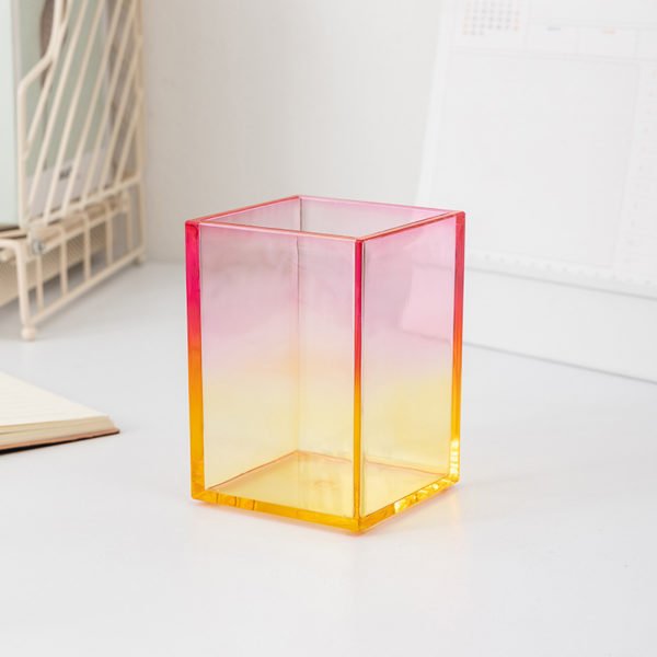Multicolor Acrylic Cuboid Pen Holder Makeup Brush Holder Storage Container - 图片 4
