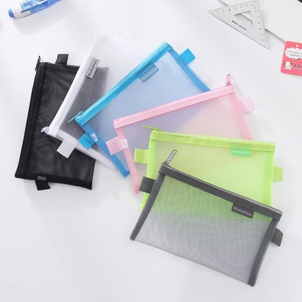Transparent Large Capacity Mesh Pencil Pouch - Image 4