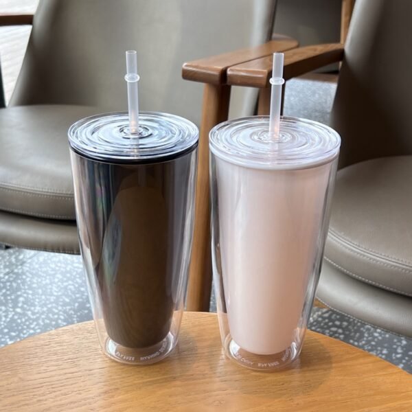Hot Sale Plastic Water Bottle Wholesale Double-layer Straw Cup - 图片 4