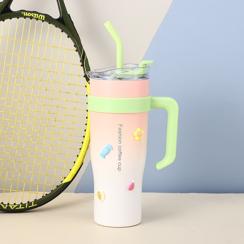 Gradient Color 40oz Bottle with Handle Large Capacity Strawing Cup - 图片 4