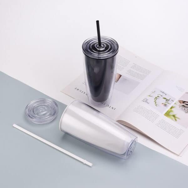 New Double Layer Plastic Straw Bottle 25oz - Image 4