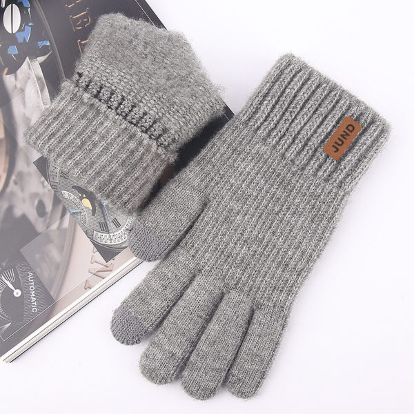 Classic Solid Color Touch Screen Knit Gloves - 图片 4