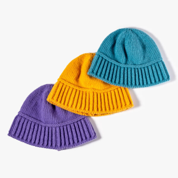 Solid Color Knitted Bucket Beanie - 图片 4