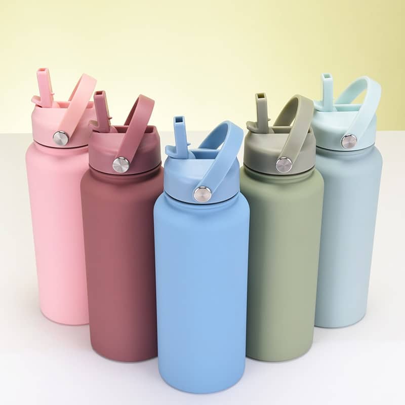 Portable Handle Straw Insulated Bottle 33oz - 图片 4