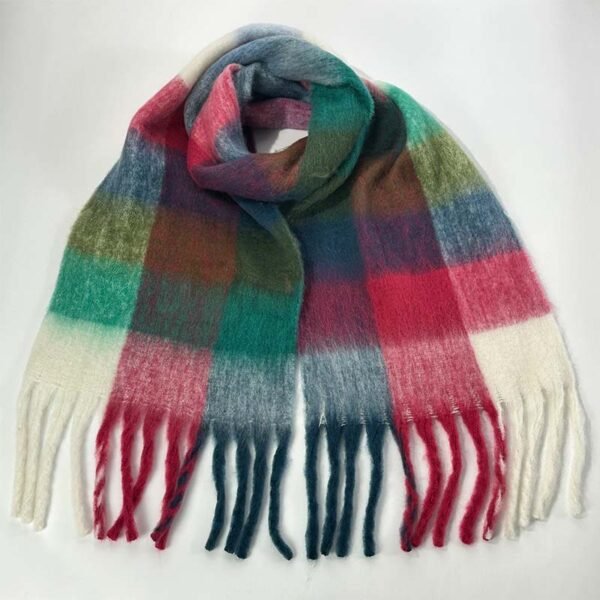 Rainbow Plaid Thickened Warm Scarf - 图片 4