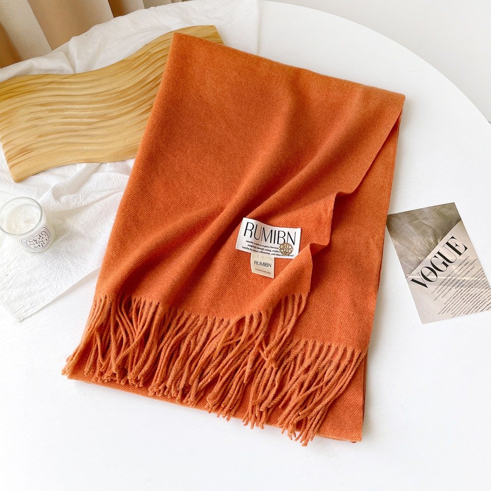 Custom Pure Color Premium Faux Cashmere Scarf - 图片 4