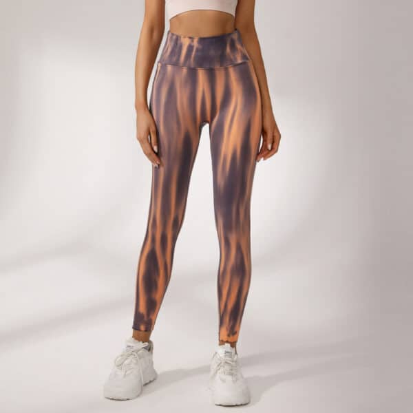Tie-Dye Printed High Waist Peach Butt Yoga Pants - 图片 4