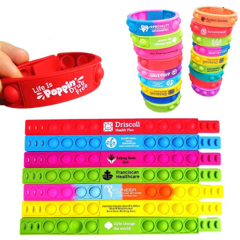 Multi-colored Silicone Pop Bracelet - Image 4