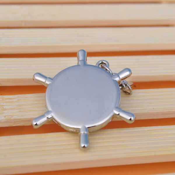 Zinc Alloy Ship- Wheel Compass Keychain - 图片 4