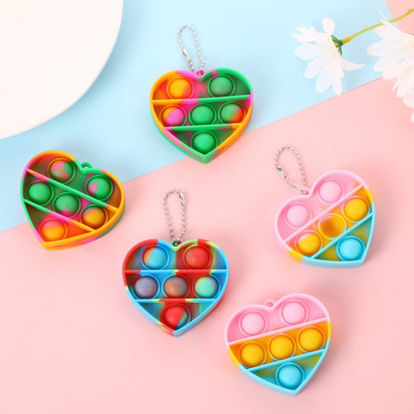 Heart Shaped Push Pop Bubble Keychain - Image 4