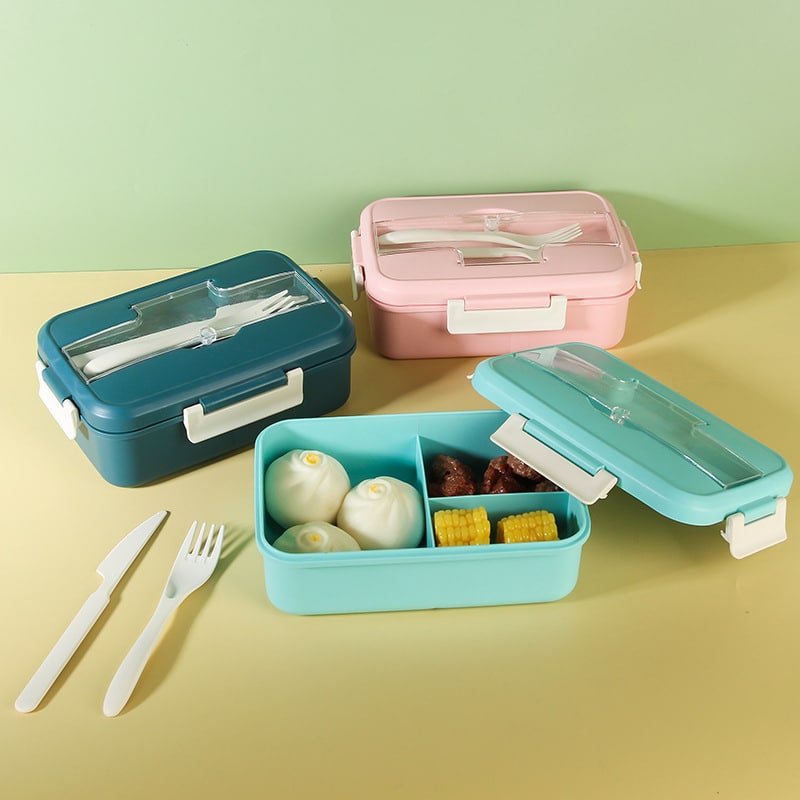 Portable Three Compartment Plastic Lunch Box - 图片 4