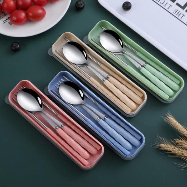 Wheat Straw Portable Tableware Set - Image 4