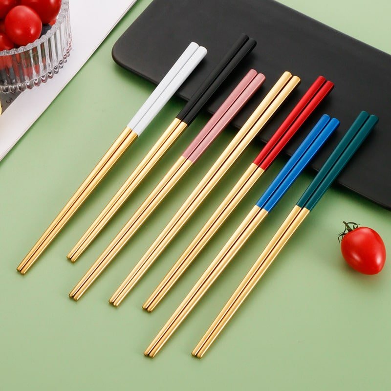 Metal Non-slip Gold-plated Chopsticks - 图片 4