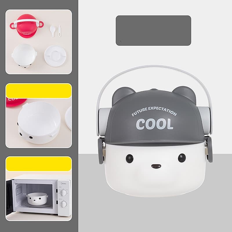 Custom Headset Bear Shape Plastic Lunch Box - 图片 4