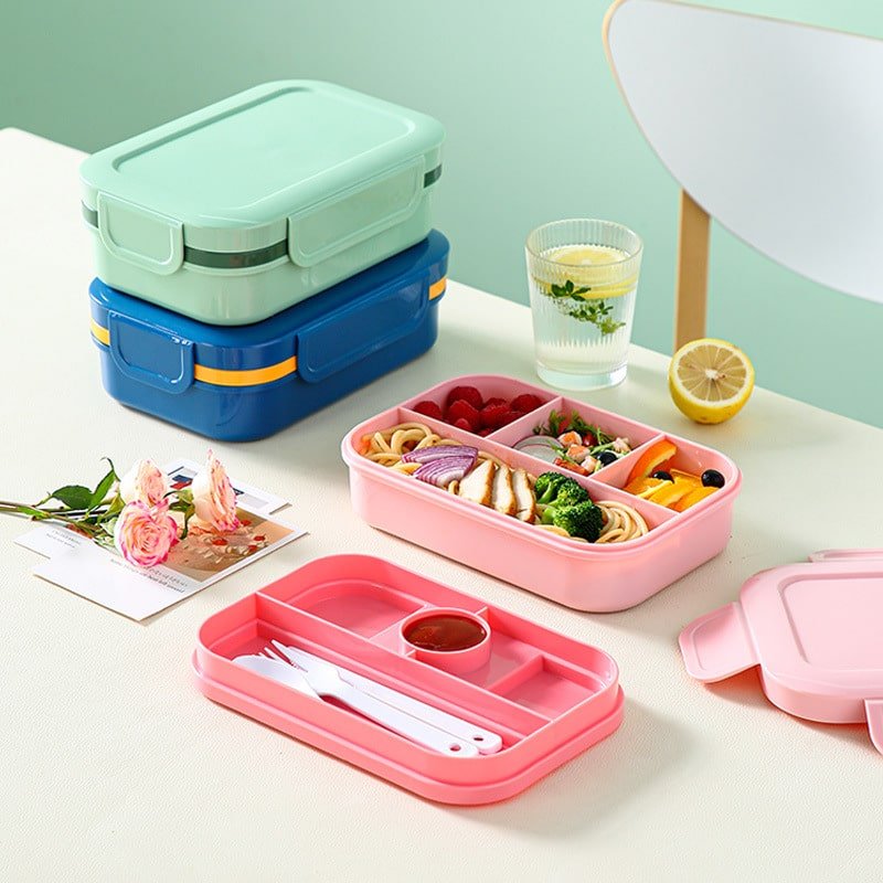 Simple Three Compartemnts Plastic Microwaveable Lunch Box - 图片 4
