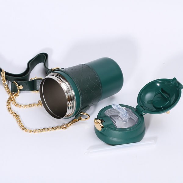 15oz Stainless Steel Vacuum Bottle with Bunny Ear cap and Crossbody Sleeve - 图片 4