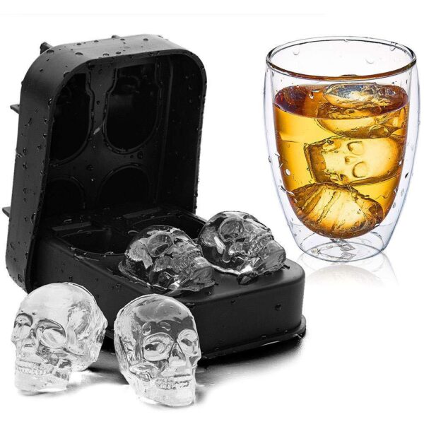 Halloween Four-Cavity Skull Ice Cube Mold - 图片 4