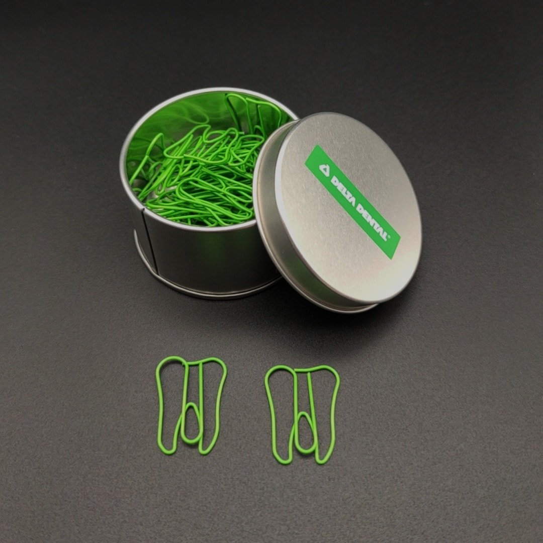 Tooth Shaped Metal Paperclips In A Can - Image 4