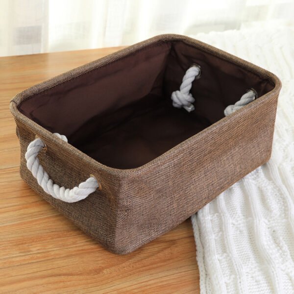 Linen Rectangular Handheld Storage Basket - Image 4