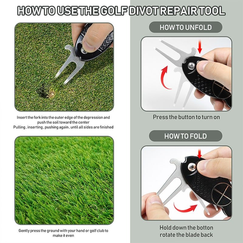 Fish-Shaped Folding Spring Golf Divot Tool - 图片 4