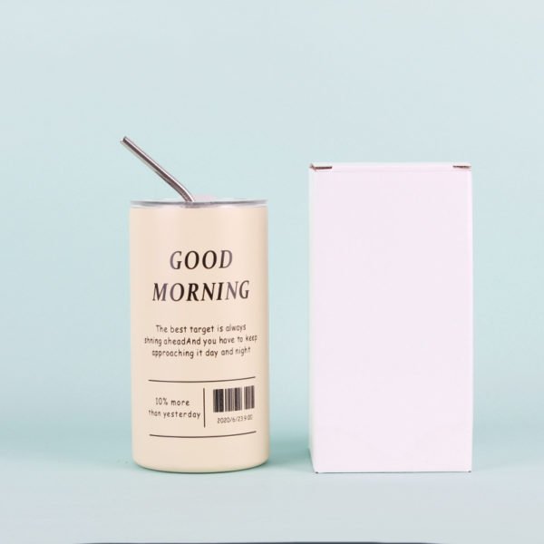 Portable 12oz Double Wall Vacuum Coffee Bottle with Straw - 图片 4