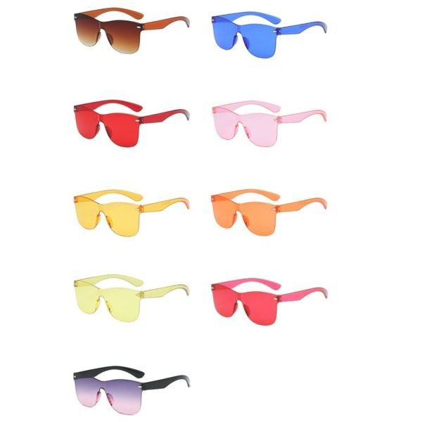 Candy-coloured Plastic Frame PC Sunglasses - 图片 4