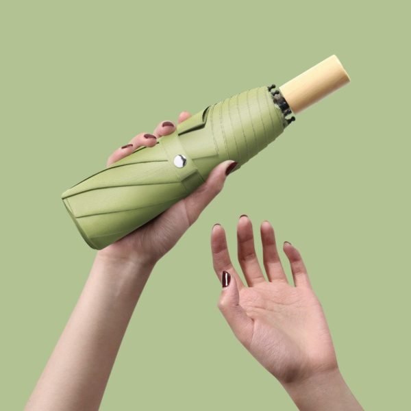 Solid Wood Handle Vinyl Folding Umbrella - Image 4
