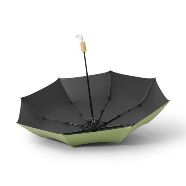 Folded Vinyl Sunscreen Umbrella with Wooden Handle - 图片 4