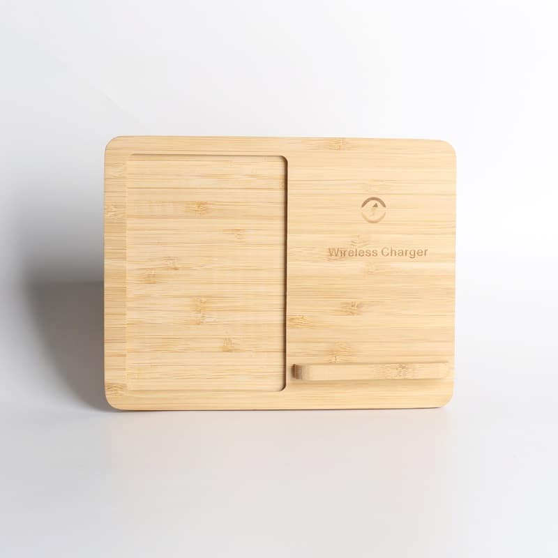Desktop Photo Frame Bamboo Wireless Charger - 图片 4