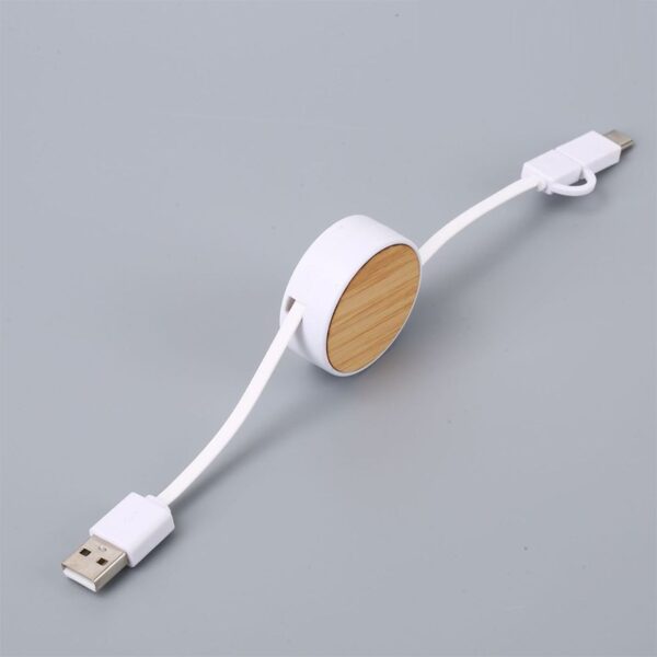 Square Wooden Biodegradable USB Charging Cable - 图片 4