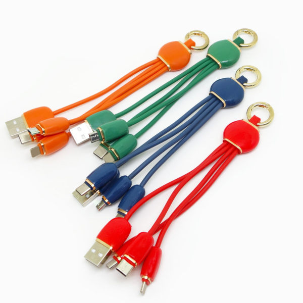 Multi-colored 3 In 1 Charging Cable With Keychain - 图片 4