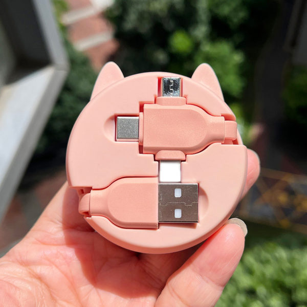 Cat Shaped 3-in-1 Retractable Charging Cable With Make-up Mirror - 图片 4