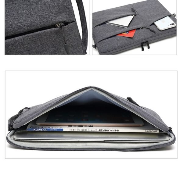 Oxford Fabric Multi-Pocket Fleece Laptop Sleeve - Image 4