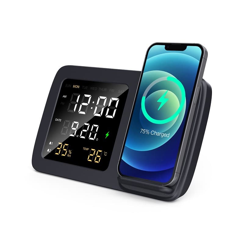 Wireless Charging Phone Stand with Digital Alarm Clock - 图片 4
