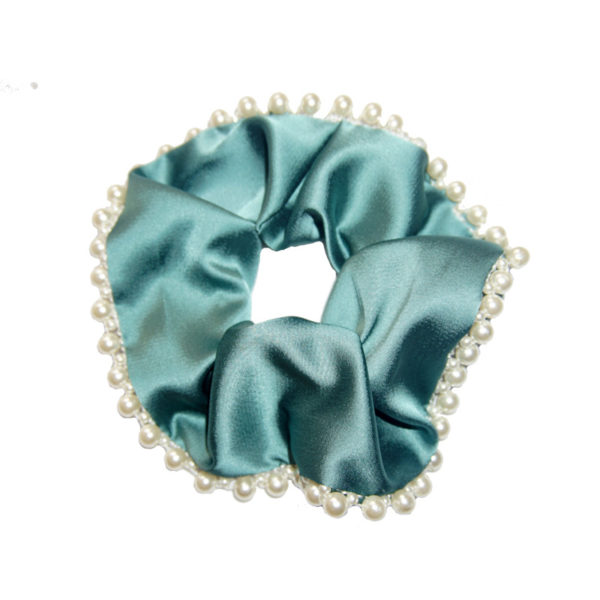 Satin Imitation Pearls Satin Scrunchy - 图片 4