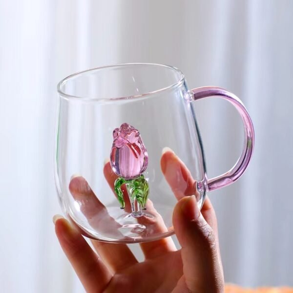 Creative 12-Ounce 3D Rose Glass Mug - Image 4