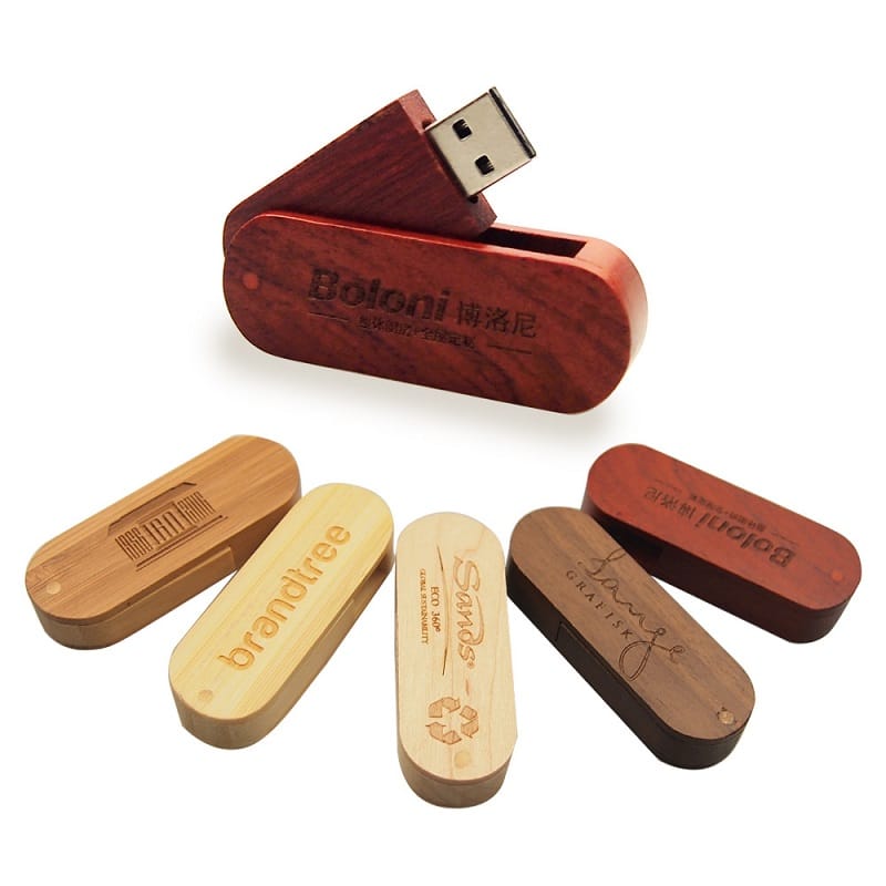 Wooden Swivel USB Flash Drive - 图片 4