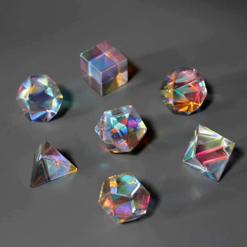 Customizable Iridescent Glass DND Polyhedral Dice Set - 图片 4