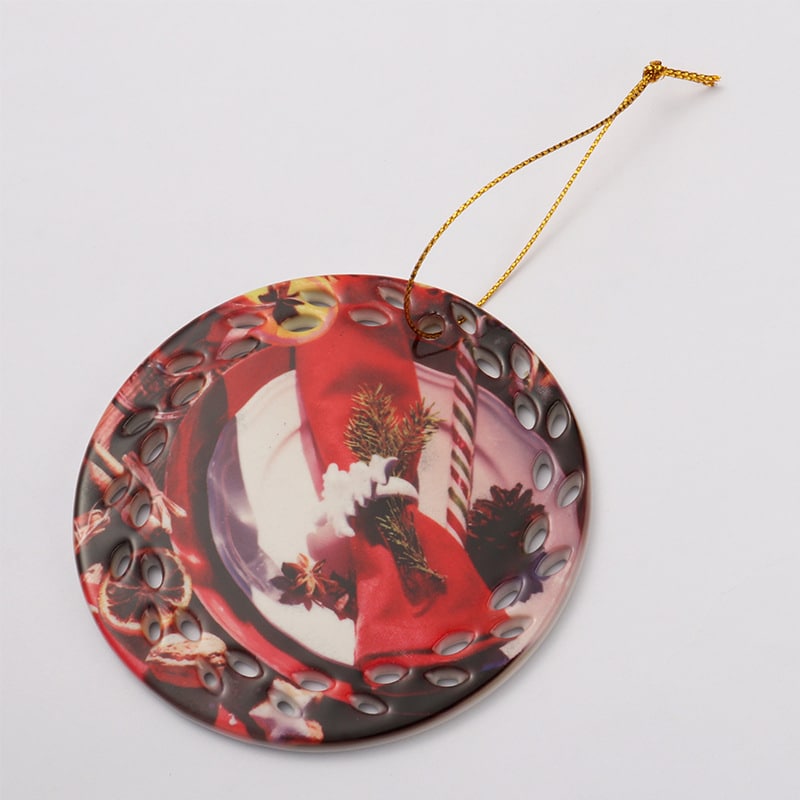 Round Perforated Ceramic Christmas Ornament - 图片 4