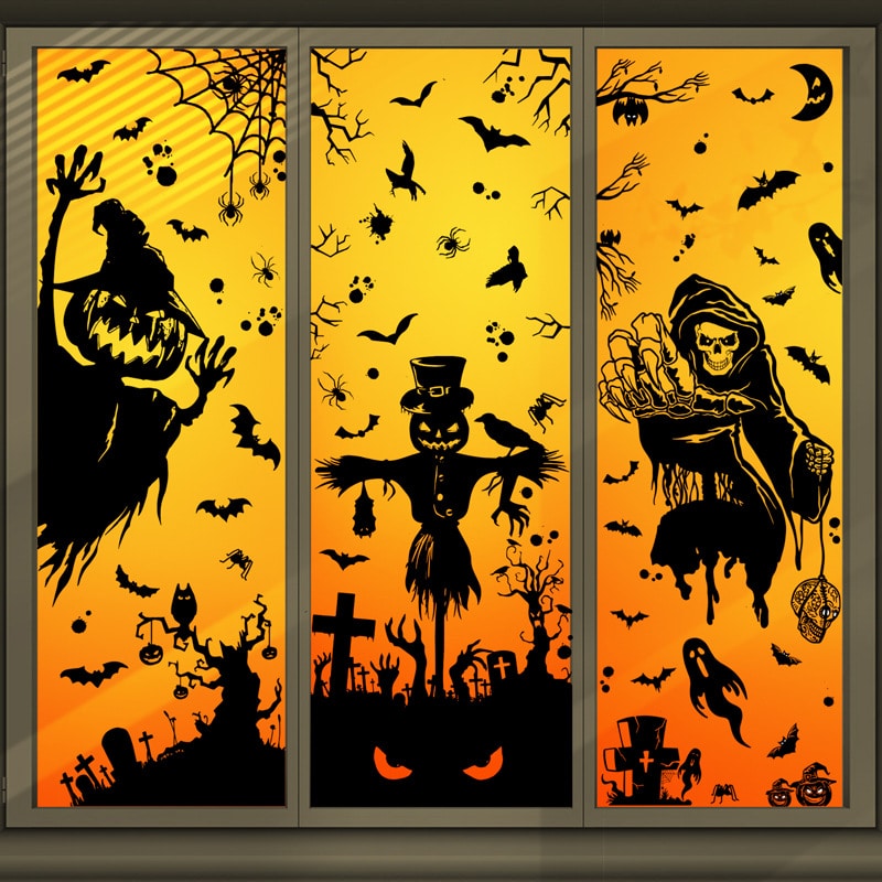 Halloween Scary Scarecrow Static Window Clings - 图片 4