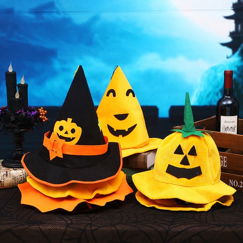 Halloween Cute Pumpkin-Shaped Witch Hat for Kids - 图片 4