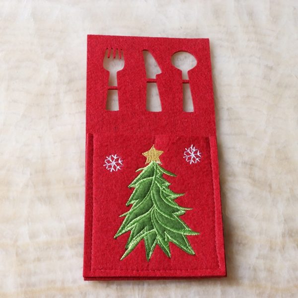 Custom Christmas Decorated Felt Bag for Knife Fork - 图片 4