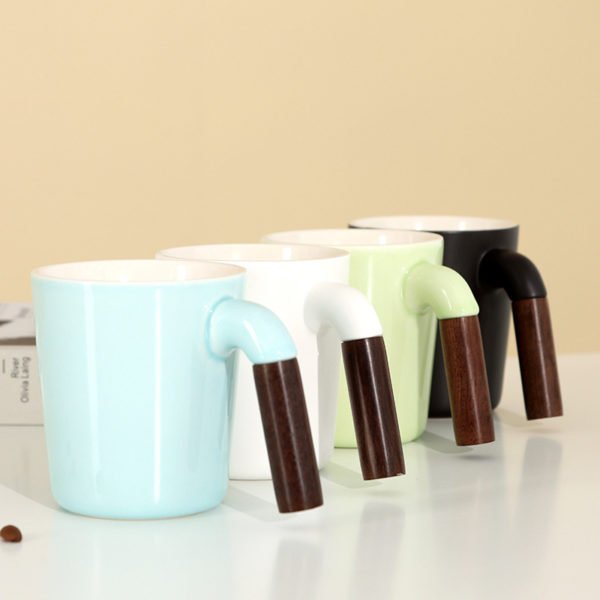 12oz Multi-colored Coffee Mug With Wooden Handle - 图片 4