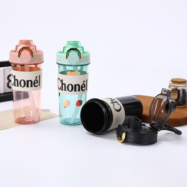 Portable Summer Plastic Simple Outdoor Sports Cup Anti-drop Shaking Bottle with Straw - 图片 4