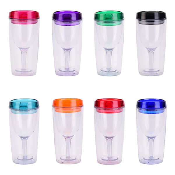 Double-layer 10oz Transparent Plastic Wine Tumbler with Custom Logo - 图片 4